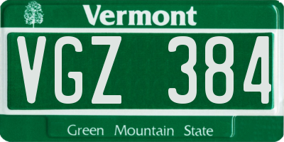 VT license plate VGZ384