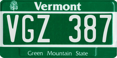 VT license plate VGZ387