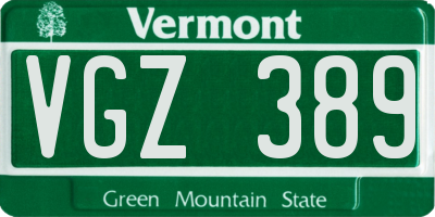 VT license plate VGZ389
