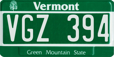 VT license plate VGZ394