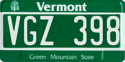 VT license plate VGZ398