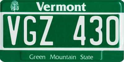 VT license plate VGZ430