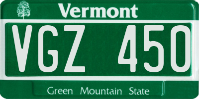VT license plate VGZ450