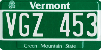 VT license plate VGZ453