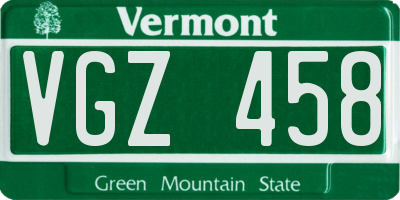VT license plate VGZ458