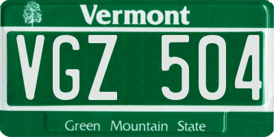 VT license plate VGZ504
