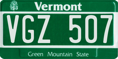 VT license plate VGZ507