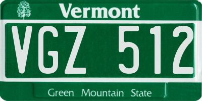 VT license plate VGZ512