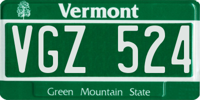 VT license plate VGZ524