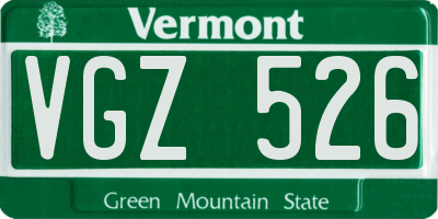 VT license plate VGZ526