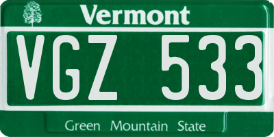 VT license plate VGZ533