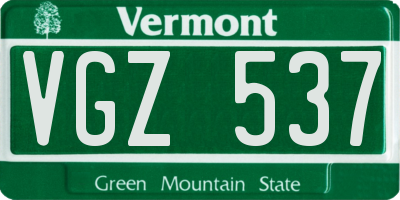 VT license plate VGZ537