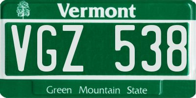 VT license plate VGZ538