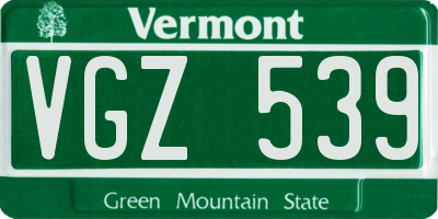 VT license plate VGZ539