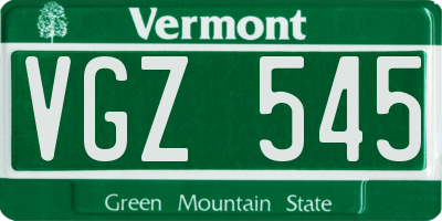 VT license plate VGZ545