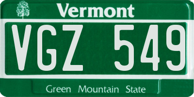 VT license plate VGZ549