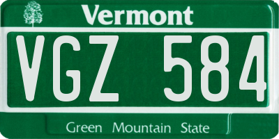 VT license plate VGZ584