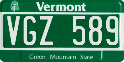 VT license plate VGZ589