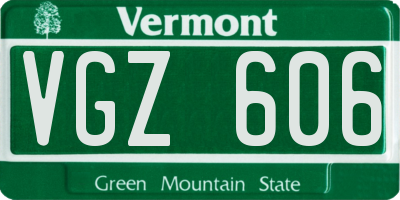 VT license plate VGZ606