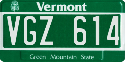 VT license plate VGZ614