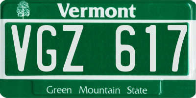 VT license plate VGZ617