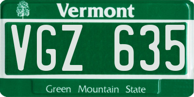 VT license plate VGZ635