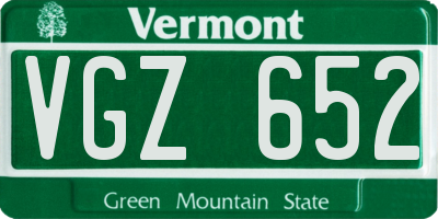 VT license plate VGZ652
