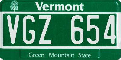 VT license plate VGZ654
