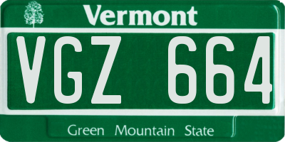 VT license plate VGZ664
