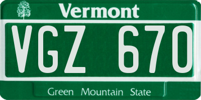 VT license plate VGZ670