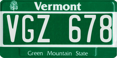VT license plate VGZ678