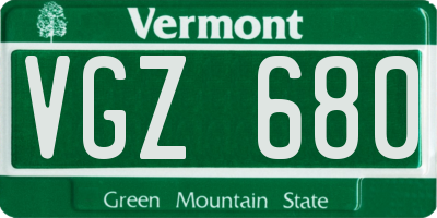 VT license plate VGZ680