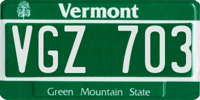 VT license plate VGZ703