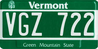 VT license plate VGZ722