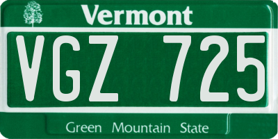 VT license plate VGZ725