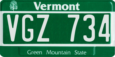 VT license plate VGZ734