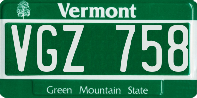 VT license plate VGZ758