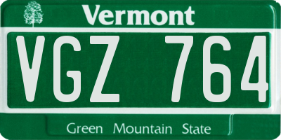 VT license plate VGZ764