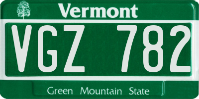 VT license plate VGZ782