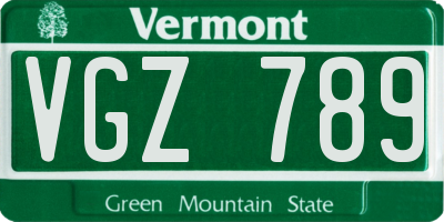 VT license plate VGZ789