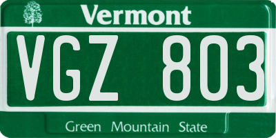VT license plate VGZ803