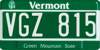 VT license plate VGZ815