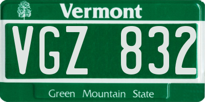 VT license plate VGZ832