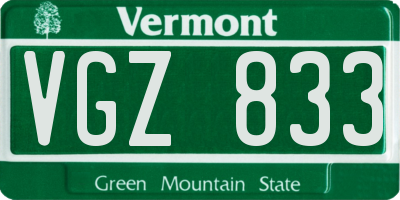 VT license plate VGZ833