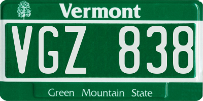 VT license plate VGZ838