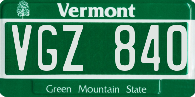 VT license plate VGZ840