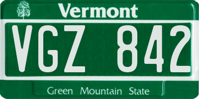 VT license plate VGZ842