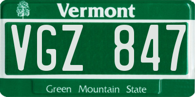 VT license plate VGZ847