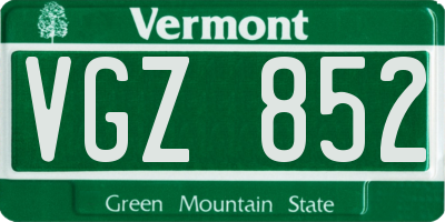 VT license plate VGZ852