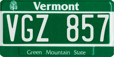 VT license plate VGZ857